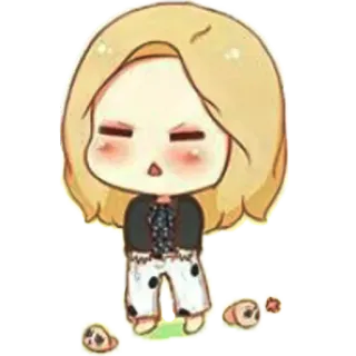 😑 Чиби, Мультфильм, Персонаж, Блондин/Блондинка, Милый/Милая telegram sticker