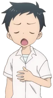 😴 anime, desenho animado, menino, bocejo, estudante telegram sticker