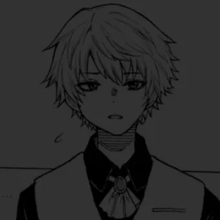 🎧 Ragazzo anime, Manga, Schizzo, Bianco e nero, Illustrazione, Personaggio telegram sticker