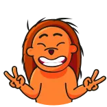✌️ cartoon, peace sign, character, happy, orange whatsapp sticker
