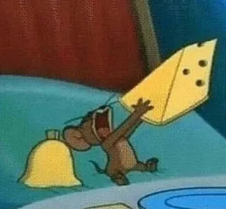 🧀 Jerry Mouse Tom and Jerry cartoon, mouse, cheese, excited, funny telegram sticker