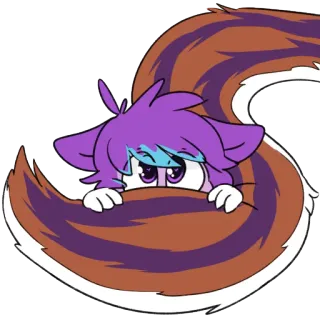 🐅 การ์ตูน, สีม่วง, แมว, สัตว์, สติกเกอร์ telegram sticker