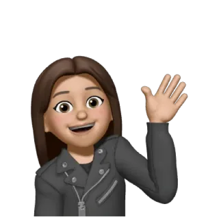 ❤️ menina, desenho animado, emoji, jaqueta, onda, mulher whatsapp sticker