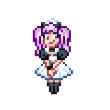 ☺️ gái anime, pixel art, hầu gái, tóc tím, dễ thương, nữ telegram sticker