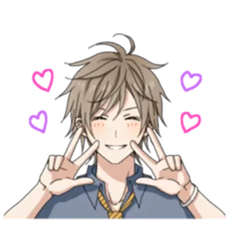 😁 anime, manga, character, cute, smile, peace sign, happy telegram sticker