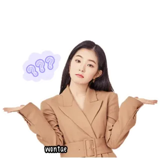 🍰 wontae donna, ragazza, confusa, domanda, kpop, persona, femmina telegram sticker