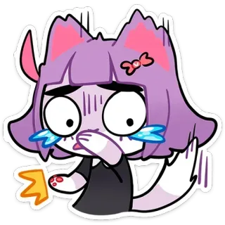 😬 mèo, anime, khóc, nước mắt, buồn, nhãn dán whatsapp sticker