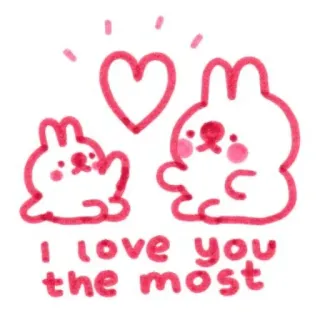 ❤️ I love you the most 爱, 兔子, 可爱, 心, 动物, 喜爱 whatsapp sticker