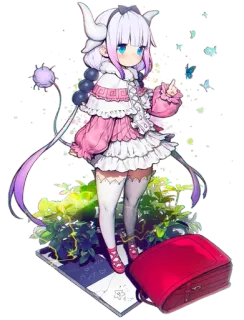 ☺️ Kanna Kamui Miss Kobayashi's Dragon Maid Anime, Dragão, Kanna Kamui, Fofo, Isekai, Fantasia whatsapp sticker