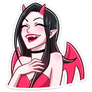 😂 devil, demon, cartoon, horns, wings, sticker, female telegram sticker
