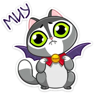 🐱 миу Katze, Vampir, Cartoon, Halloween, süß, Aufkleber telegram sticker