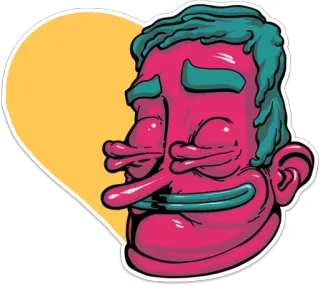 😘 rosto, desenho animado, ilustração, adesivo, estranho, grotesco, inusual, arte telegram sticker