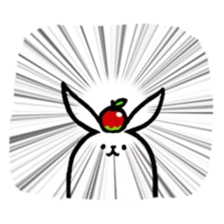 🍎 lapin, pomme, blanc, animal, dessin animé whatsapp sticker