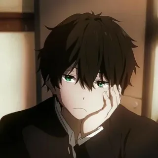 🤍 Anime, Ragazzo, Triste, Ritratto telegram sticker