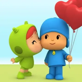 😘 Pocoyo pocoyo, dibujos animados, niños, amigable, beso whatsapp sticker