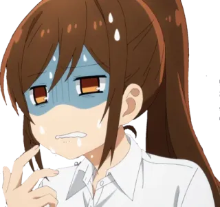 😓 anime, preocupada, suor, nervosa, garota telegram sticker