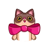 👍 chat, animal, nœud, mignon, kawaii, autocollant whatsapp sticker