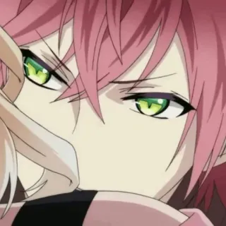 🍷 anime, manga, character, pink hair, green eyes telegram sticker