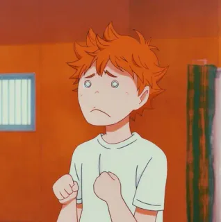 💫 Hinata Haikyuu!! Anime, Haikyuu, Hinata, geschockt, verwirrt, orange Haare, Cartoon telegram sticker