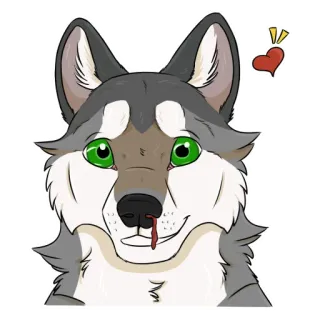 😮 lobo, animal, perro, dibujos animados, lindo whatsapp sticker