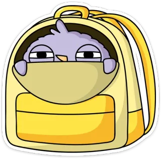 👀 рюкзак, птица, мультфильм, наклейка, персонаж, животное whatsapp sticker