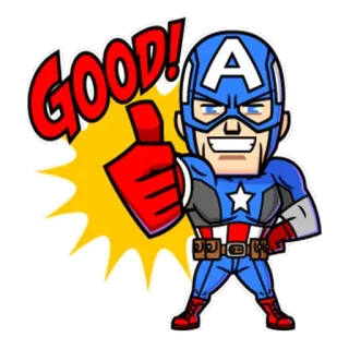 😃 Captain America Good! captain america, superhero, marvel, comics, thumbs up, good whatsapp sticker