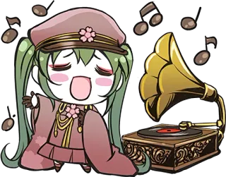 🎶 anime, chibi, music, gramophone, singer, cute telegram sticker