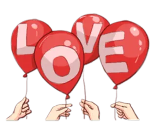 ❤️ LOVE amor, globos, rojo, saludo, feliz, regalo, celebración telegram sticker