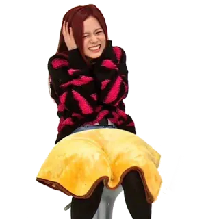 😆 wanita, duduk, bahagia, selebriti, tersenyum telegram sticker