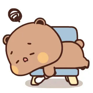 ✨ 곰, 만화, 슬픈, 피곤한, 지친, 의자 whatsapp sticker