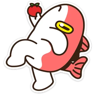 ⭐ ปลา, สีแดง, สีขาว, การ์ตูน, น่ารัก, สัตว์, สติกเกอร์ telegram sticker