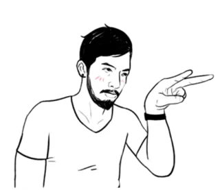 😏 man, peace sign, cartoon, illustration, drawing, character telegram sticker