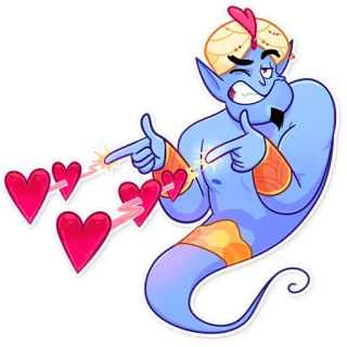 😘 Genie geest, liefde, harten, magie, cartoon, personage, fantasie telegram sticker