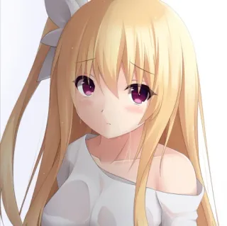 😳 gadis anime, rambut pirang, imut, mata besar, sedih, manga telegram sticker