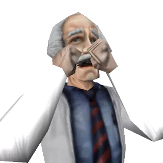 😰 Dr. Isaac Kleiner Half-Life naukowiec, okres półtrwania, fartuch laboratoryjny, gra wideo, postać telegram sticker