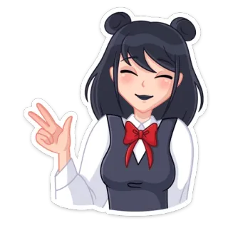 ✌️ Fille anime, Signe de paix, Dessin animé, Mignon, Kawaii, Amical telegram sticker