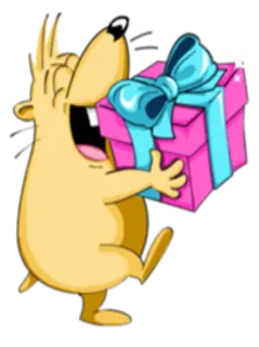 🎁 kreskówka, zwierzę, prezent, upominek, szczęśliwy, święto, mysz telegram sticker
