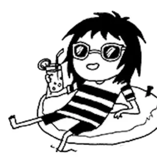 😎 kreskówka, lato, plaża, basen, relaks, napój, okulary przeciwsłoneczne telegram sticker