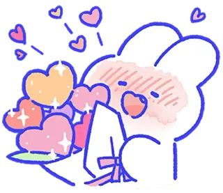 ❤️ lapin, coeurs, amour, mignon, dessin animé, animal, kawaii telegram sticker