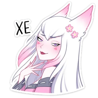 😅 XE anime, fox girl, kawaii, cute, sticker telegram sticker