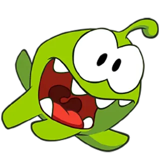 😛 Om Nom Cut the Rope Om Nom, Cut the Rope, groen, monster, cartoon, spel telegram sticker