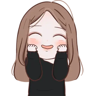 😊 Cartoon, Sticker, Illustratie, Schattig, Meisje, Blij telegram sticker