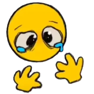😢 絵文字, 悲しい, 泣く, 黄色, 手, 感情的, 漫画, イラスト telegram sticker