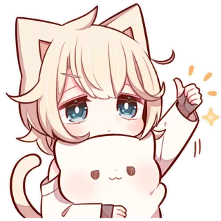 👍 anime, cat, kitten, cute, kawaii, cartoon telegram sticker