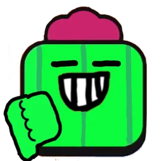 😬 Spike Brawl Stars cacto, polegar para baixo, triste, personagem, jogo, Brawl Stars telegram sticker