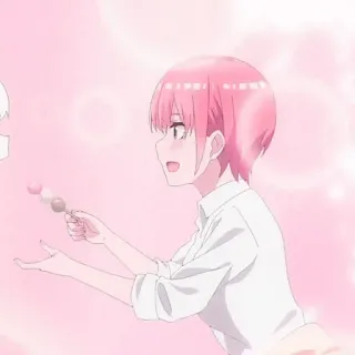 🦊 anime, pelo rosa, dango, linda, dulce, dibujo animado, mujer telegram sticker