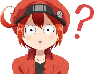 ❓ AE3803 Anime, Glóbulo rojo, Cells at Work!, Manga, Dibujos animados, Personaje whatsapp sticker