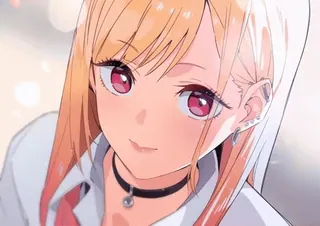 ❤️ Anime, Mädchen, süß, Porträt, Choker, Ohrringe, Illustration whatsapp sticker