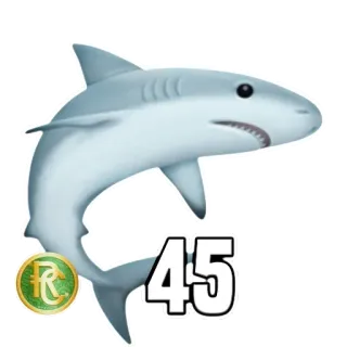 4️⃣ 45 tiburón, número, vida marina, animal, océano telegram sticker
