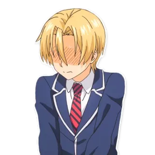 😳 anime, boy, uniform, embarrassed, blushing, cartoon telegram sticker
